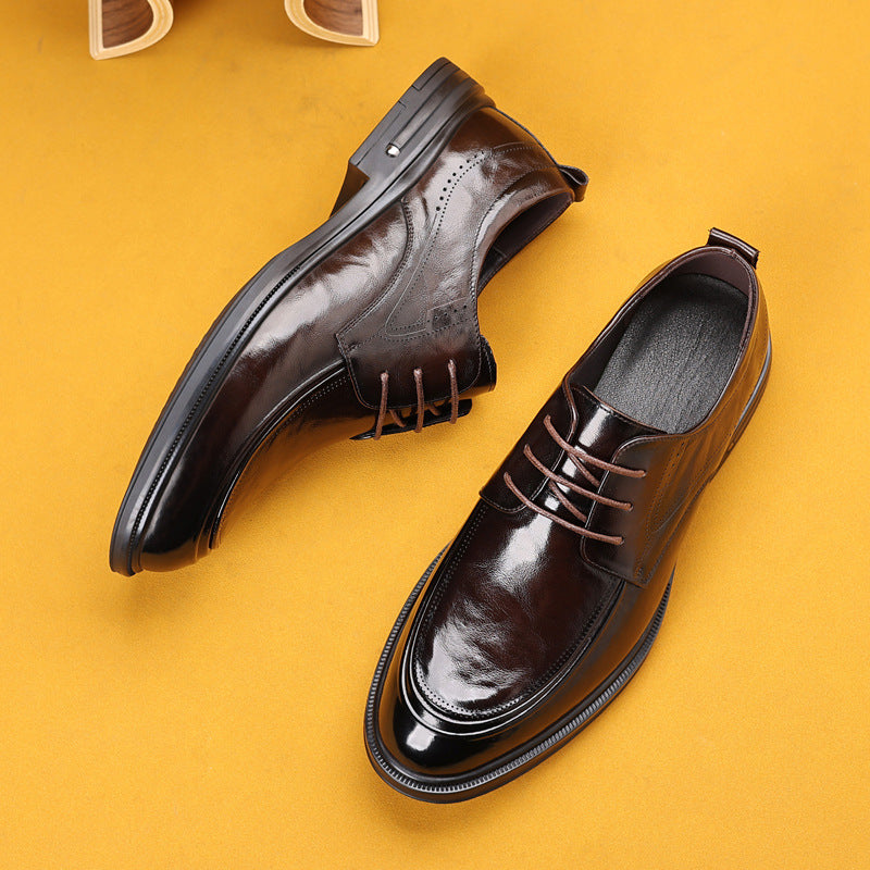Men's Layer Cowhide Business British Style Formal Leather Shoes
