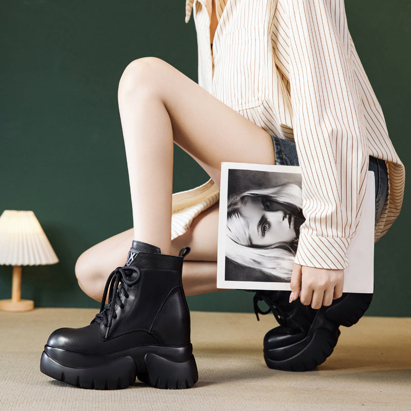 Women's Height Increasing Insole High British Style Boots