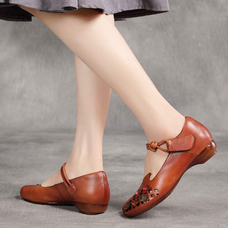 Women's & Men's Chunky Round Toe Low Retro Ethnic Women's Shoes