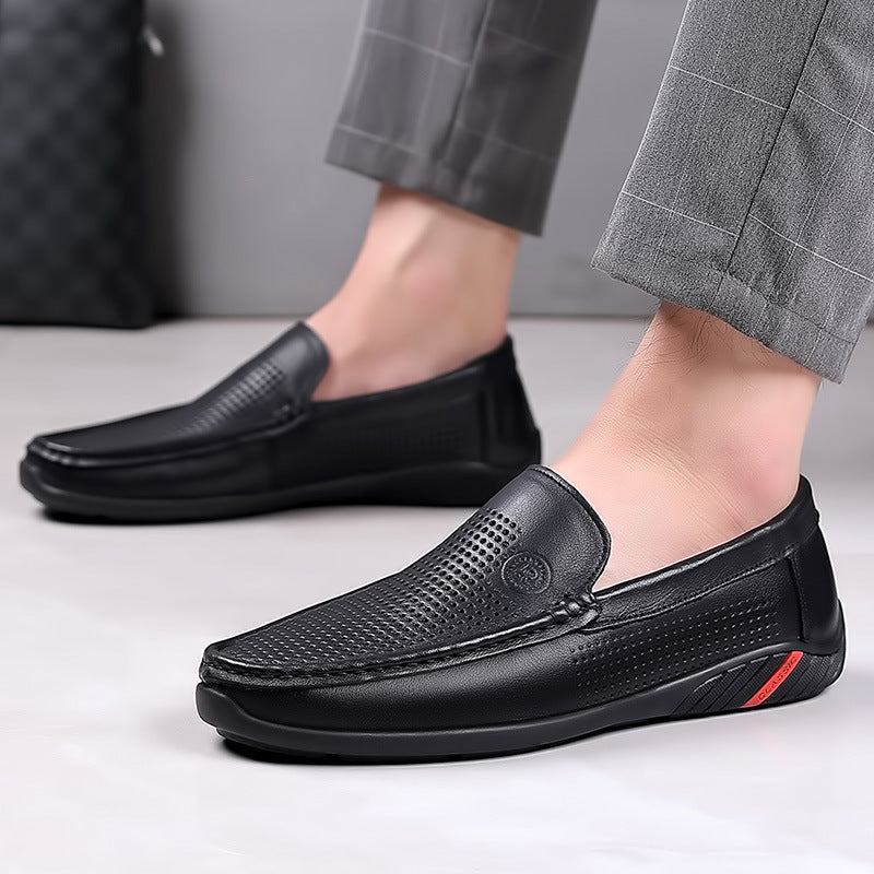Men's Summer Simple Slip-on Black Genuine Doug Casual Shoes
