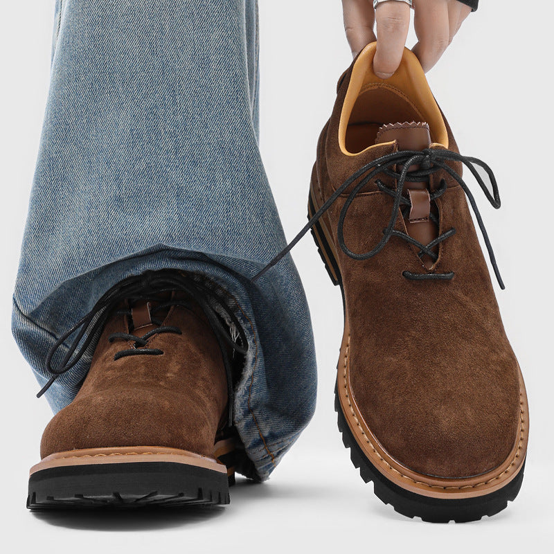 Men's Handsome High Sense Suede Commuter Derby Men's Casual Leather Shoes