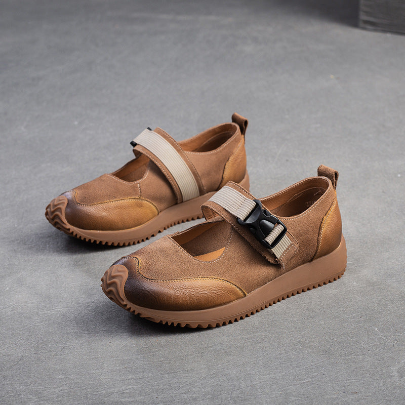 Women's Velcro Shallow Mouth Pumps Artistic Style Casual Shoes