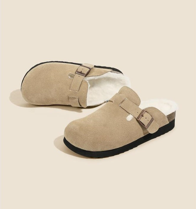 Walnut Genuine Platform Female Outer Wear Slippers