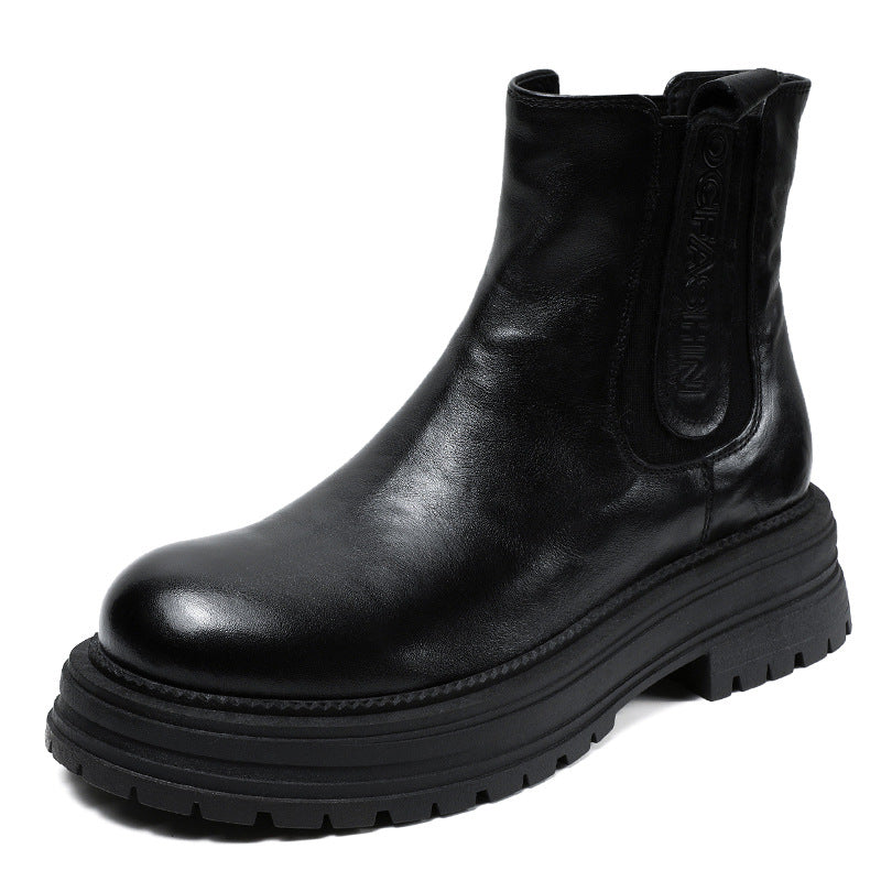 Women's Thick-soled Chelsea Smoke Pipe Single-layer Martin Boots