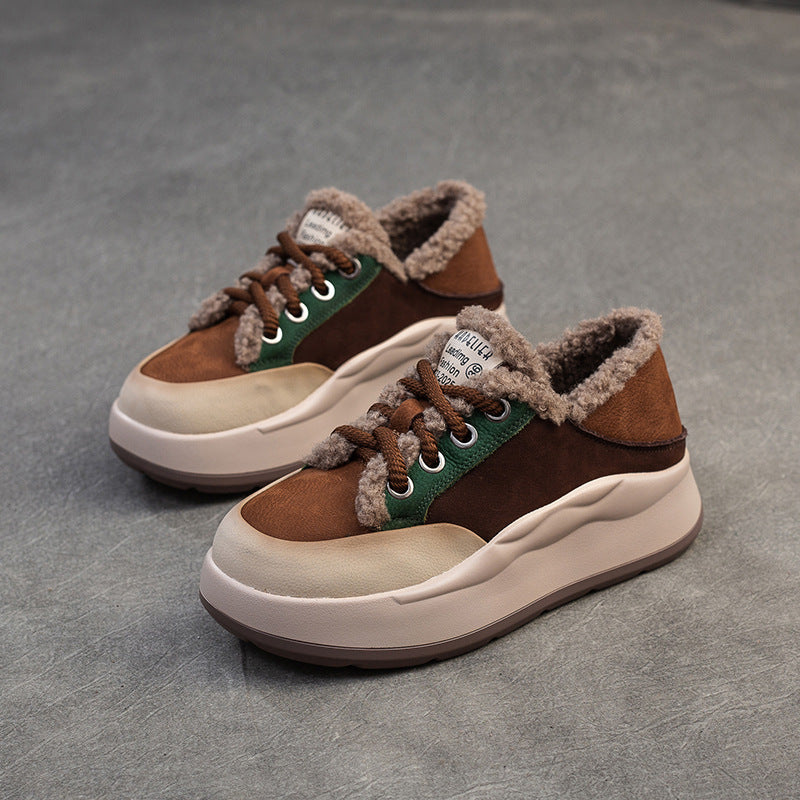 Women's Fleece-lined Warm Color Matching Cotton Fashion Women's Shoes