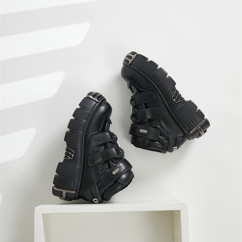 Women's Heavy Metal Platform Punk Dark Motorcycle Casual Shoes