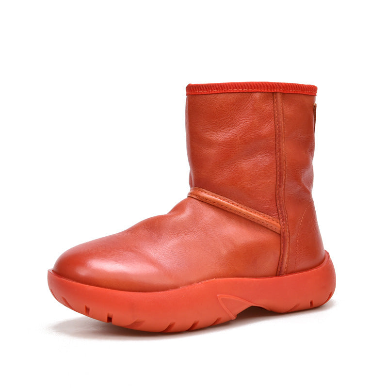 High Quality Top Layer Cowhide Platform Thickened Winter Thermal Snow Boots