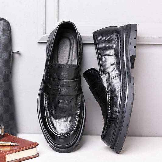 Men's Sheepskin Business Big Head Genuine Formal British Style Men's Shoes