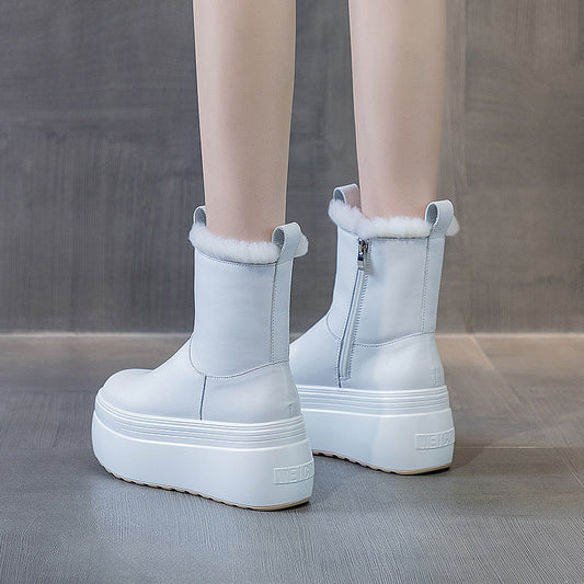Women's Winter Fleece-lined Real Fur Warm Thick Boots