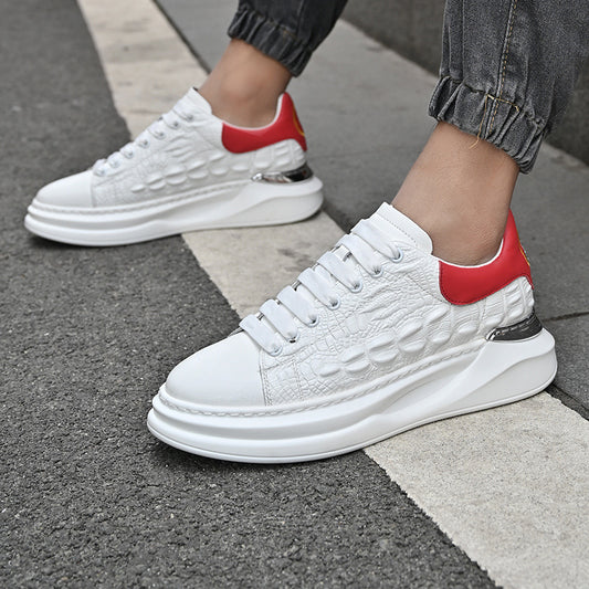 Men's Tiger Limited Embroidered White Low-cut Platform Sneakers