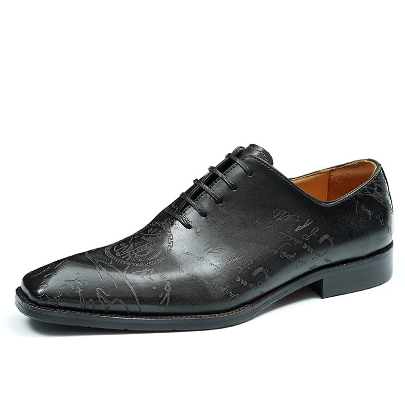Men's Oxford Inner Cowhide Full British Style Carving Brogue Leather Shoes