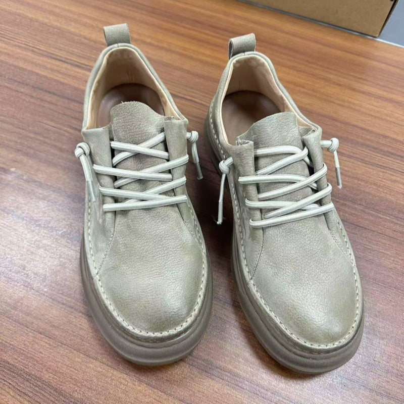Men's Travel Cowhide Retro Soft Bottom Breathable Leather Shoes