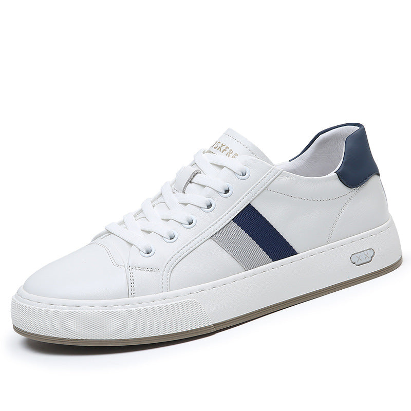 Men's Breathable White Trendy Low Top Flat Sneakers