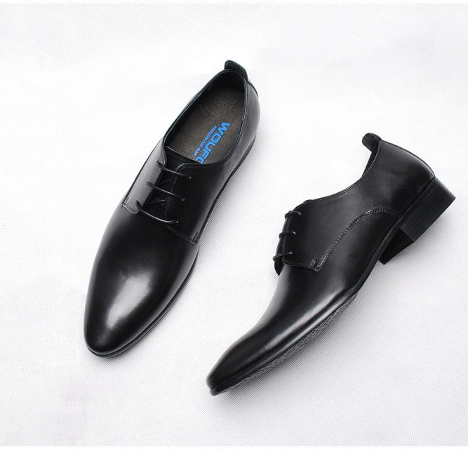 Men's Cowhide Breathable Patent Formal Business British Lace Casual Shoes