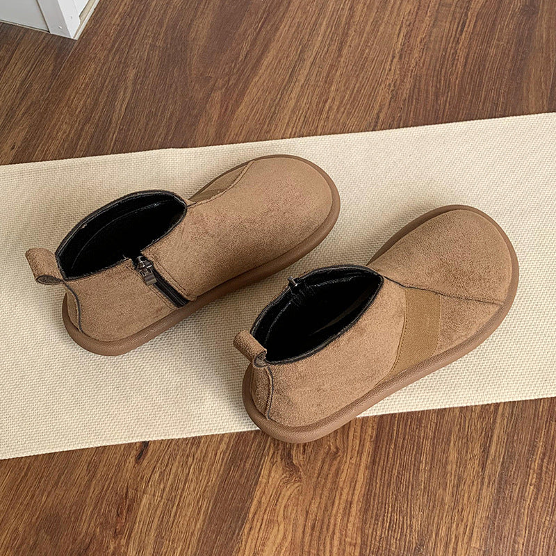 Women's Retro Booties Ankle Super Nice Round Toe Flat Bottom Boots