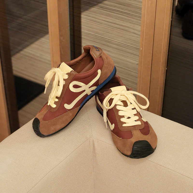 Women's Retro German Training Head Tilt Color Matching Sports Sneakers