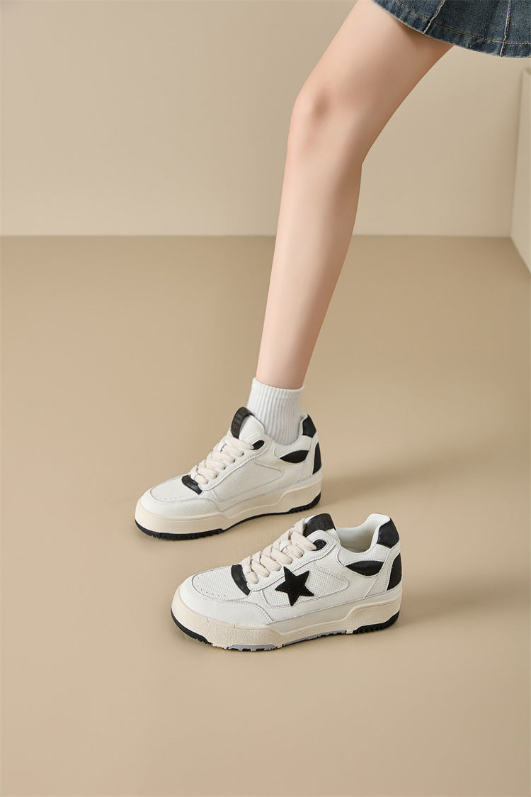 Women's Retro White Spring Breathable Sports Thick Women's Casual Shoes