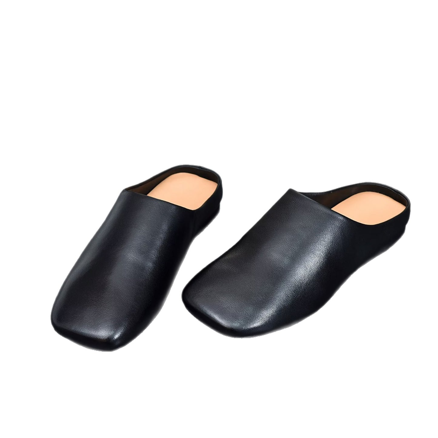 Women's Sheepskin Outdoor Wear Retro Square Toe Lazy Wild Flat Slippers