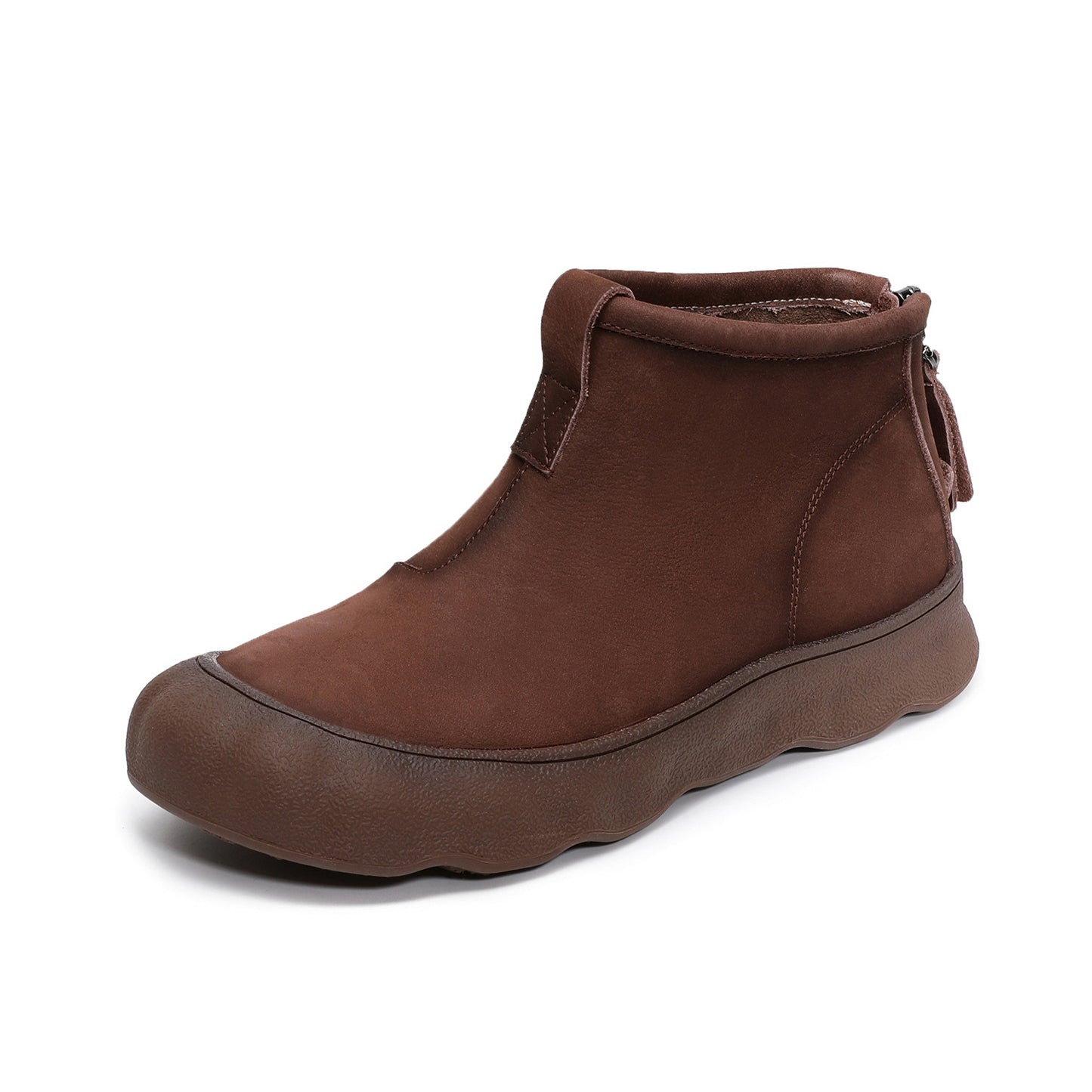 Women's Autumn First Layer Cowhide Comfortable Mom Rear Zipper Boots