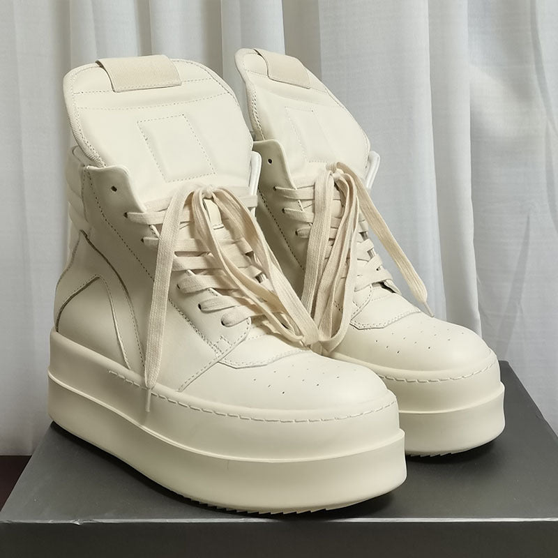 Men's Cowhide Inverted Triangle Thick Bottom Increased Men's Shoes