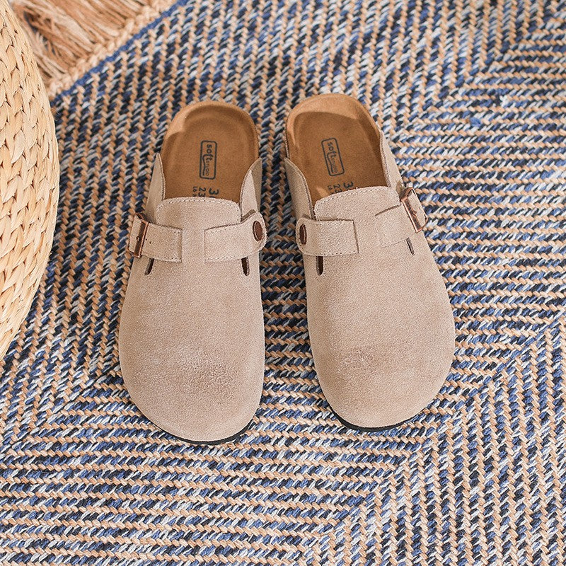 Version Cork Thick-soled Half Female Summer Outerwear Closed Slippers