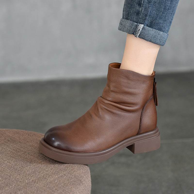 Price First Layer Cowhide Booties Vintage Real With Boots