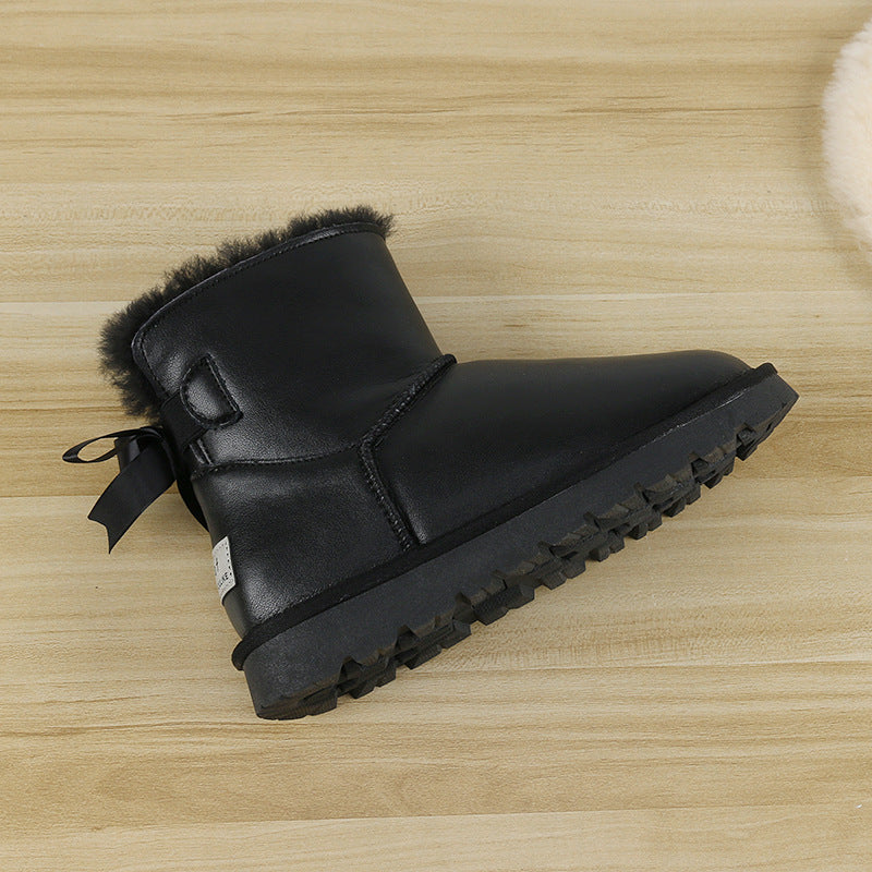Women's Sheepskin Fur Short Winter Wool Cotton Snow Boots