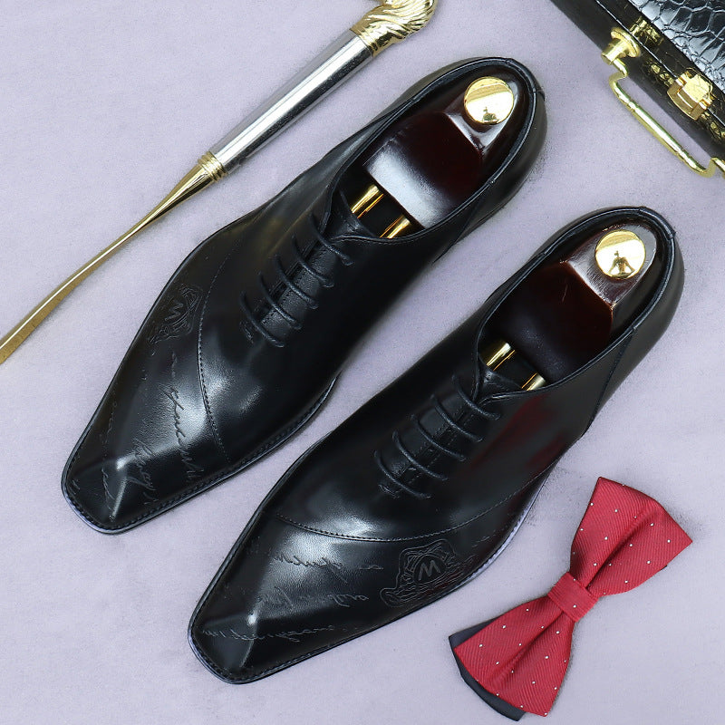 Men's Retro Diamond Head English Business British Leather Shoes