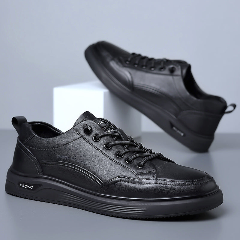 Men's Layer Cowhide Board Genuine Live Streaming Sneakers