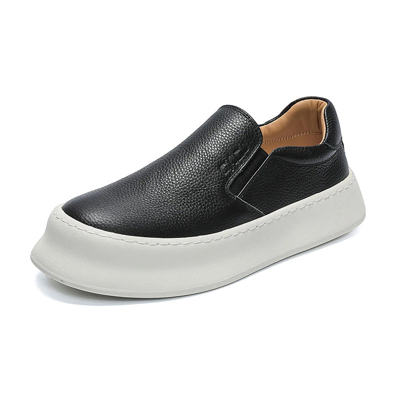 Men's Elevator Board Platform Fashion White Breathable Casual Shoes