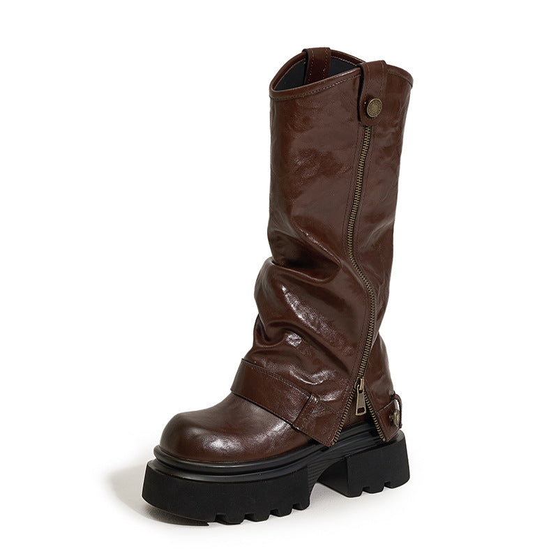 Women's Thick Bottom Knight Height Increasing Insole Boots