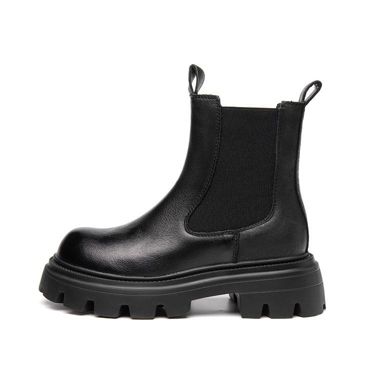 Women's Thick-soled Martin Small Elevator Ankle Fleece-lined Smoke Pipe Boots