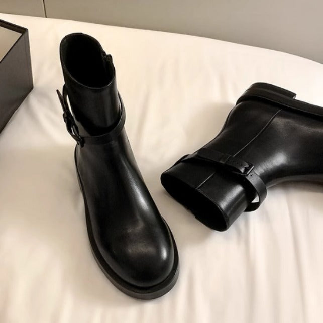 Winter Long Biker Detachable Two-way Buckle Boots