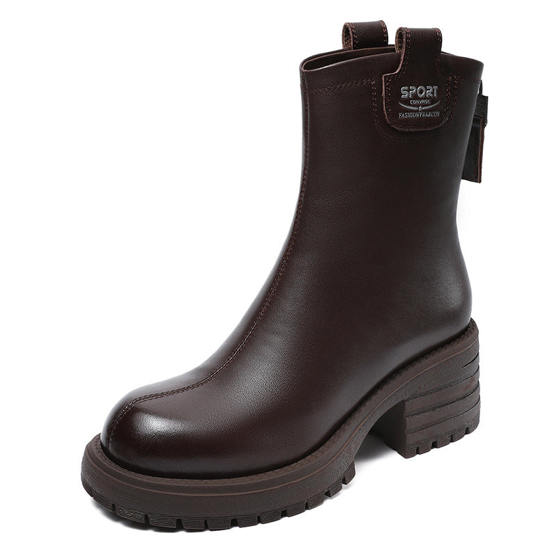 Women's High Fashion Round Toe Back Zip Short Boots