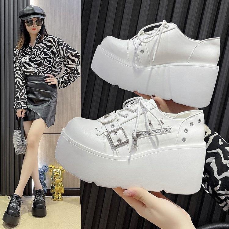 Thick-soled Round Toe Super Cool Ankle Women's Leather Boots
