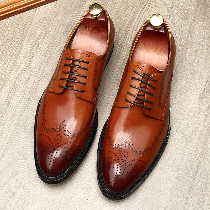 Men's Lace Up Korean Business Formal Wear Leather Shoes