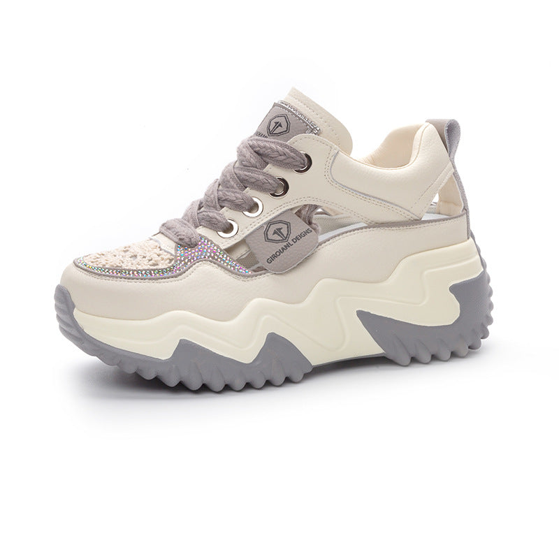 Women's Summer Versatile Platform Closed Toe Breathable White Women's Casual Shoes