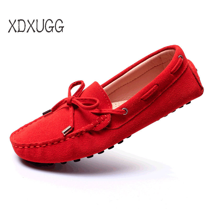 Women's Frosted Cowhide Driving Pumps Couples Genuine Women's Casual Shoes