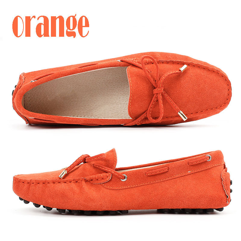 Women's Frosted Cowhide Driving Pumps Couples Genuine Women's Casual Shoes