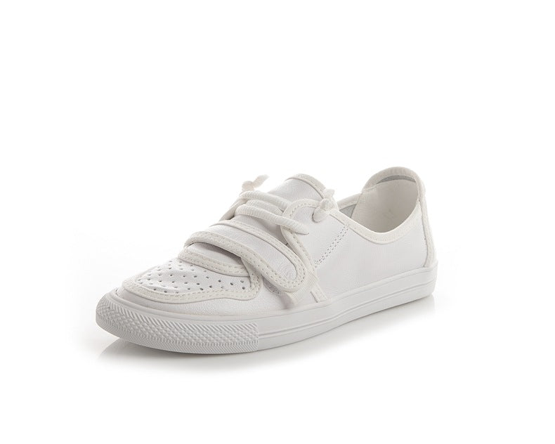 Women's Spring White Korean Bright Flat Board Sneakers