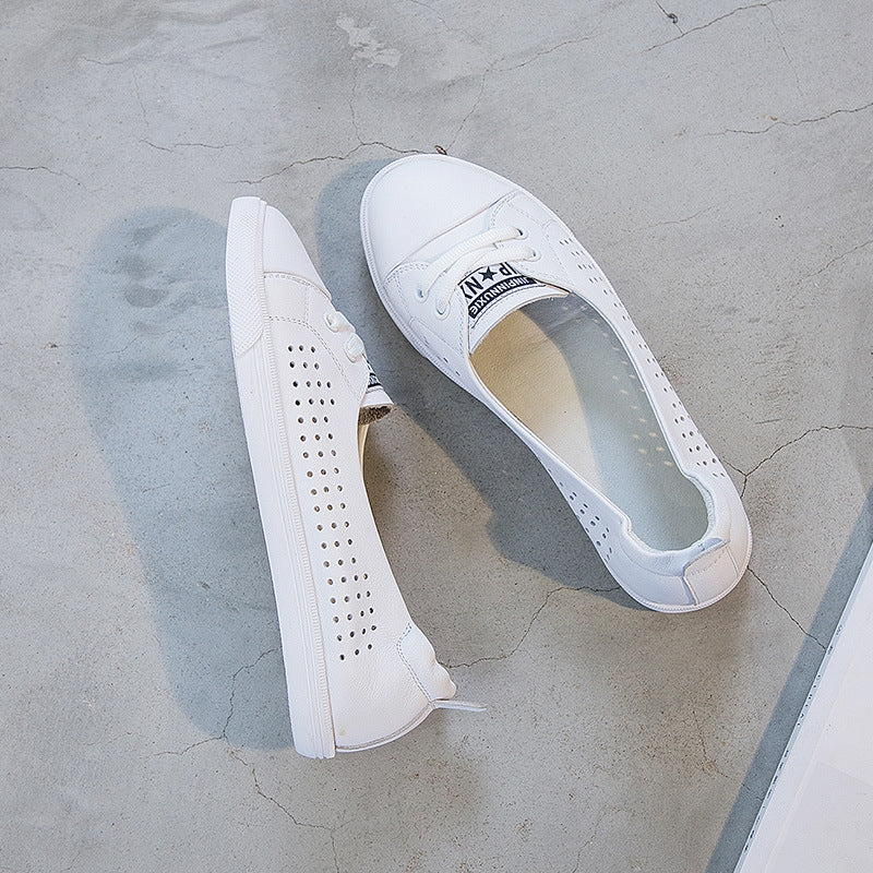Elegant Women's Low-cut Slip-on White Single-layer Loafers