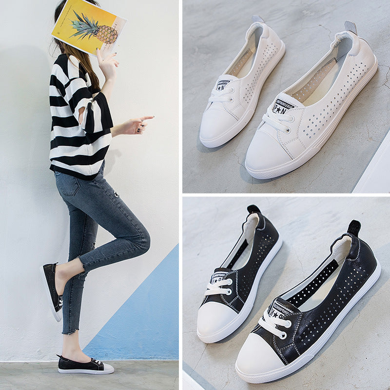 Elegant Women's Low-cut Slip-on White Single-layer Loafers