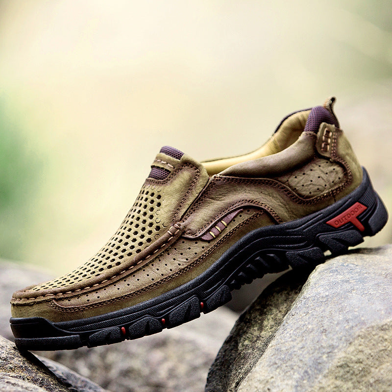 Men's Four Summer Genuine Plus Size Handmade Leather Shoes