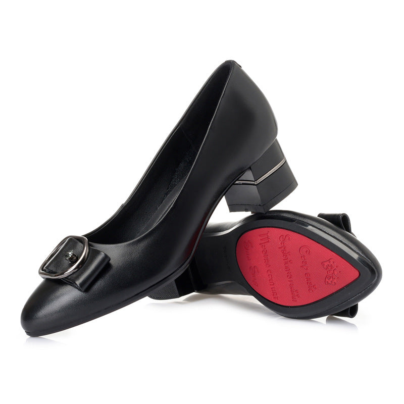 Women's Spring Versatile Single-layer High Black Low-cut Women's Shoes