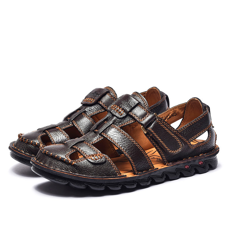 Men's Durable Cowhide Summer Beach Genuine Sandals