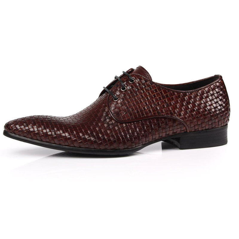 Men's Woven Breathable Business Formal Wear Pointed British Men's Shoes