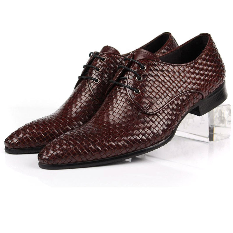 Men's Woven Breathable Business Formal Wear Pointed British Men's Shoes
