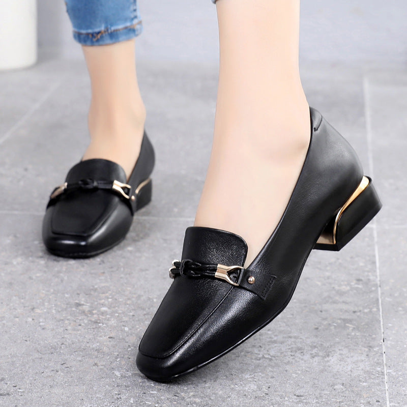 Women's Top Layer Cowhide Pumps Mid Large Size Women's Fashion Shoes