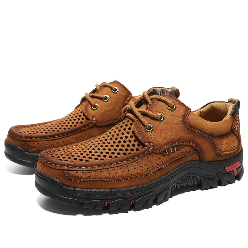 Men's Four Summer Genuine Plus Size Handmade Leather Shoes