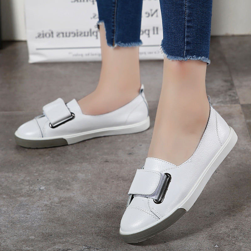 Women's & Men's Low-cut Authentic White Large Size Velcro Casual Shoes